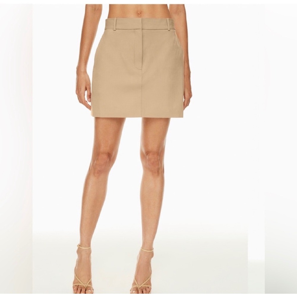 New Aritzia Babaton Mini Skirt Chisel Tan Women Size 14 Preppy Classic Career